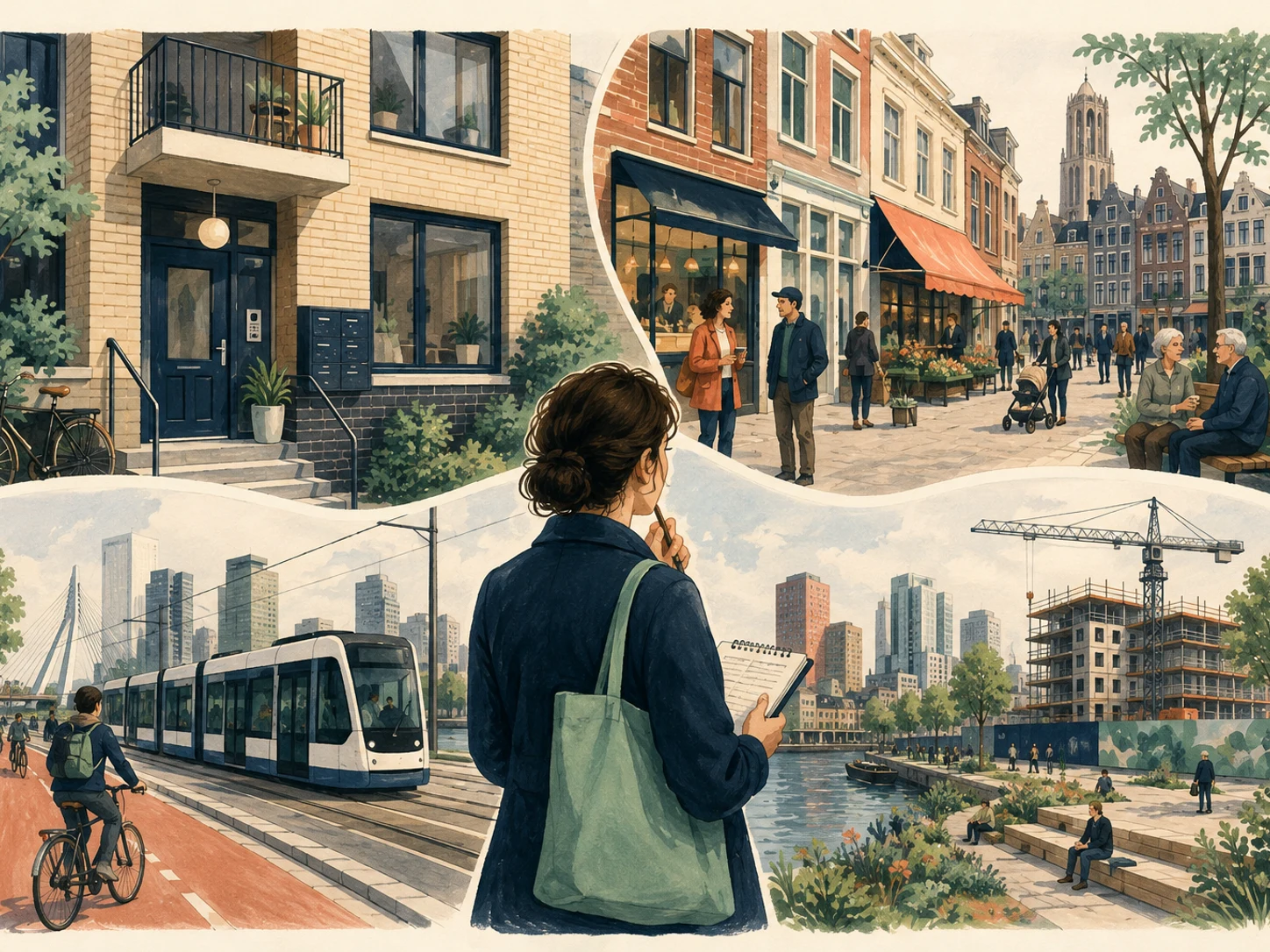 Een koper in het Rotterdamse centrum vergelijkt gebouw, straatleven, tramvervoer en toekomstige openbare ruimte